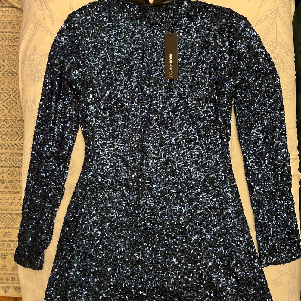 Fashion Nova Midnight Blue Sequin Dress